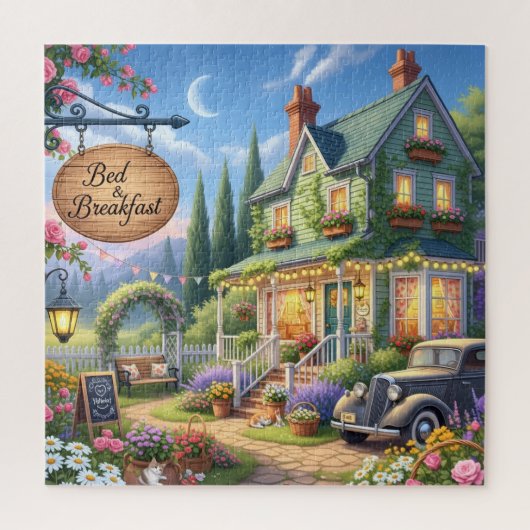 Vintage Cottage Bed & Breakfast Tuin Legpuzzel (Verticaal)
