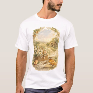 Vintage Cottage Bloem Landschap T-Shirt Rustiek
