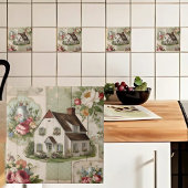 Vintage Cottage Bloemmotief Tegeltje