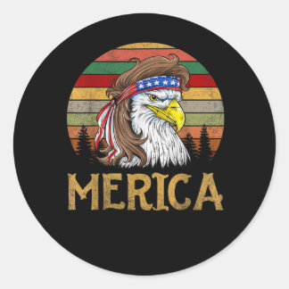 Vintage Cottage Eagle Merica Indians Ronde Sticker