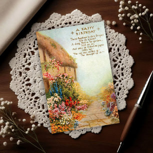 Vintage Cottage Garden 1917 Verjaardag Briefkaart