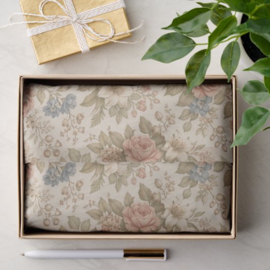 Vintage Cottage Rose Garden Pattern Tissuepapier (Geschenk)