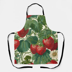 Vintage Cottagecore Botanische Aardbei Schort