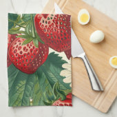 Vintage Cottagecore Botanische Aardbei Theedoek (Quarter Fold)