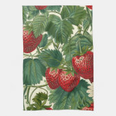 Vintage Cottagecore Botanische Aardbei Theedoek (Verticaal)