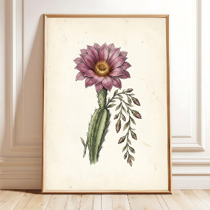 Vintage Cottagecore Cactus Kunstprint Poster
