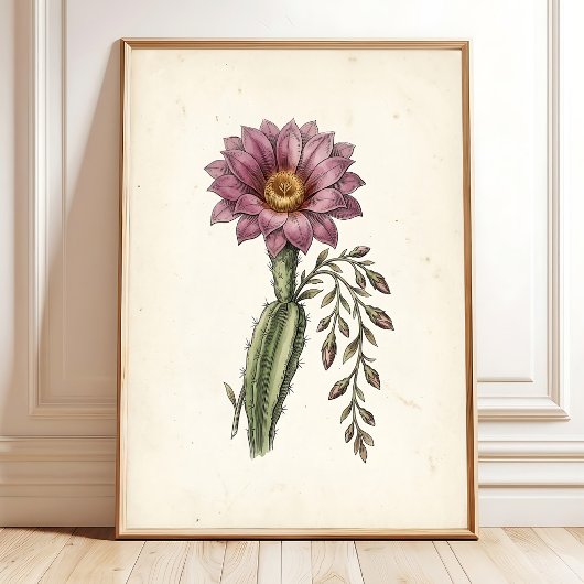 Vintage Cottagecore Cactus Kunstprint Poster