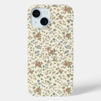 Vintage Cottagecore Ditsy Bloem iPhone 15 Hoesje