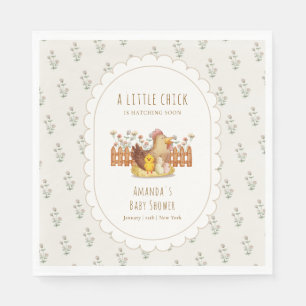 Vintage Cottagecore Kip Bloemige Baby Shower Servet