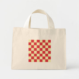 Vintage Cottagecore Rood Geruit Mini Tote Bag