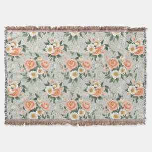 Vintage Cottagecore Roze Geweven Worpdeken Deken