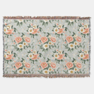 Vintage Cottagecore Roze Geweven Worpdeken Deken