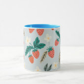 Vintage Cottagecore Strawberry Pattern Mok (Midden)