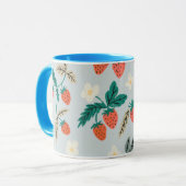 Vintage Cottagecore Strawberry Pattern Mok (Voorkant links)