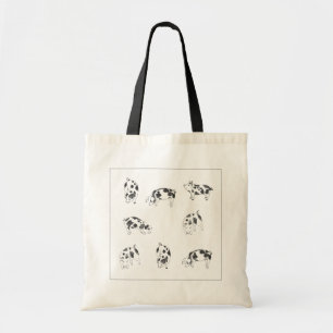 Vintage Cottagecore Varken Lijnkunst Minimalistisc Tote Bag