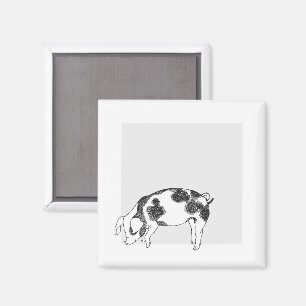 Vintage Cottagecore Varken LineArt Minimalistische Magneet