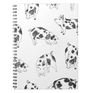 Vintage Cottagecore Varken LineArt Minimalistische Notitieboek