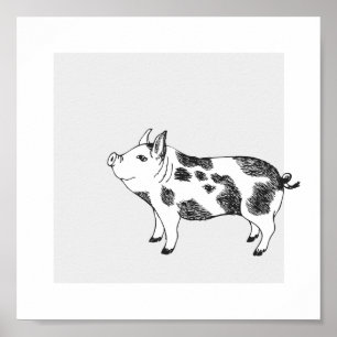 Vintage Cottagecore Varken LineArt Minimalistische Poster