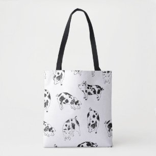 Vintage Cottagecore Varken LineArt Minimalistische Tote Bag