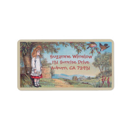 Vintage country birds child's return address label