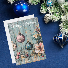 Vintage Country Christmas Rustic Farmhouse Wood  Feestdagenkaart