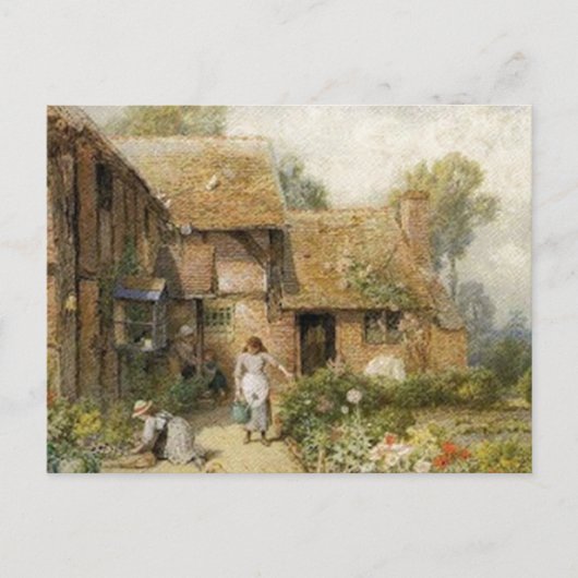 Vintage Country Cottage ~ Chores Briefkaart (Voorkant)