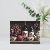  Vintage Country Kitchen Wine Grapes Apples Briefkaart (Staand voorkant)
