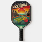 Vintage Court Sunset | Retro Monogram Pickleball Paddle (Voorkant)