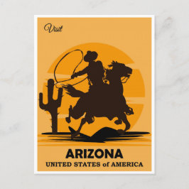 Vintage Cowboy Bezoek Arizona Travel Briefkaart