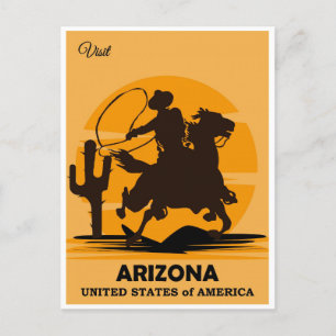 Vintage Cowboy Bezoek Arizona Travel Briefkaart