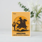 Vintage Cowboy Bezoek Arizona Travel Briefkaart (Staand voorkant)