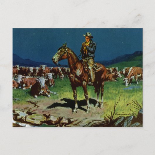Vintage Cowboy, boerenboerderij op het Boerderij Briefkaart (Voorkant)