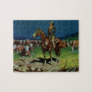 Vintage Cowboy, boerenboerderij op het Boerderij Legpuzzel
