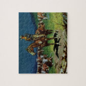 Vintage Cowboy, boerenboerderij op het Boerderij Legpuzzel (Verticaal)