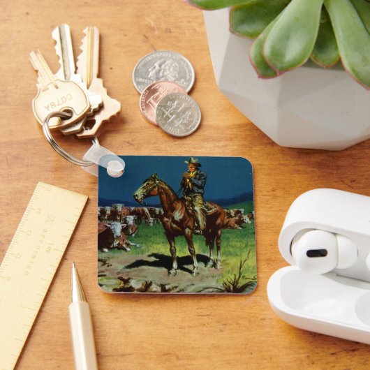 Vintage Cowboy, boerenboerderij op het Boerderij Sleutelhanger (Bureau)