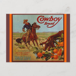 Vintage Cowboy Brand Fruitsteer Briefkaarten