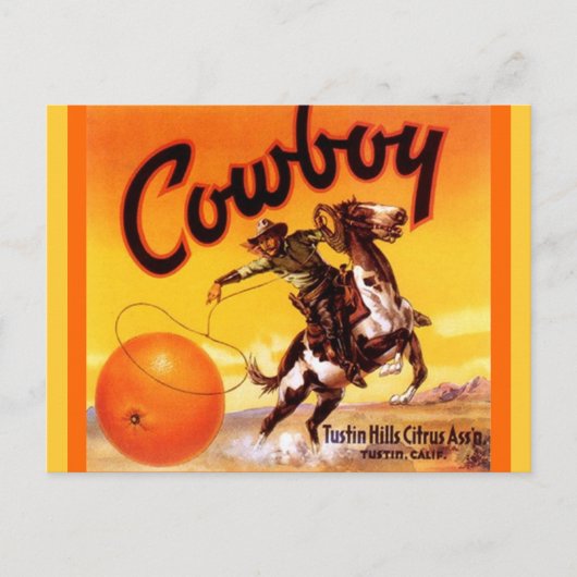 Vintage Cowboy Brand Tustin Fruit Briefkaarten (Voorkant)