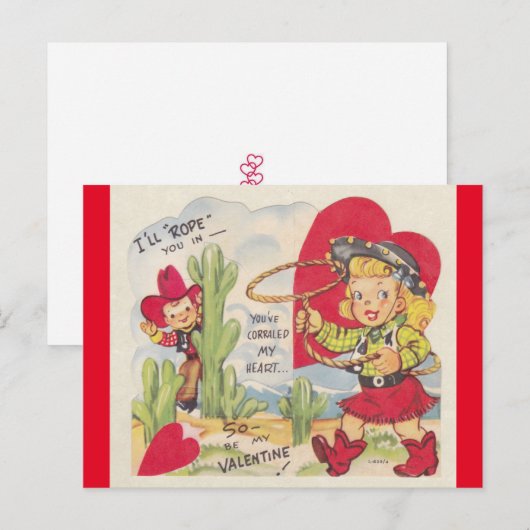 Vintage Cowboy & Cowgirl Briefkaart Valentijn 1950 (Voorkant / Achterkant)