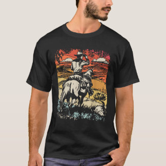 Vintage Cowboy Door SamBro Retro Uniseks Volwassen T-shirt