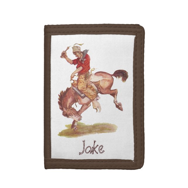 Vintage Cowboy Drievoud Portemonnee (Voorkant Verticaal)