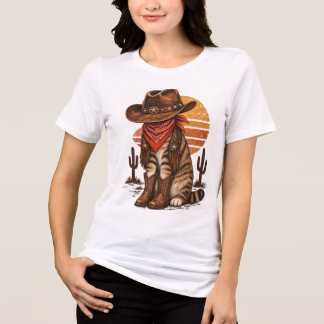 Vintage Cowboy Kat Western Grafisch – Rustieke Rod Tri-Blend Shirt