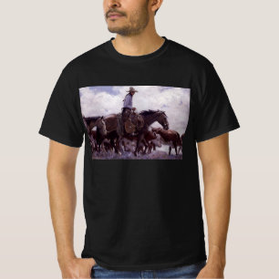 Vintage Cowboy met Zijn Kuderus Vee door Koerner T-shirt