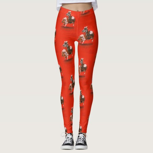 Vintage Cowboy Mouse Riding Guinee Leggings (Voorkant)