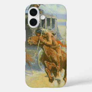 Vintage Cowboy, Neerhalend de Nachtleider, Remingt iPhone 16 Hoesje