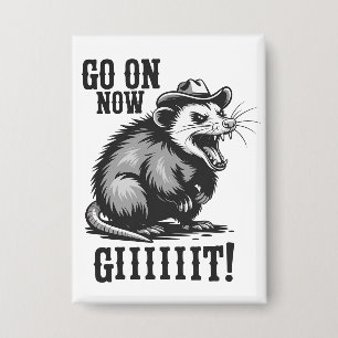 Vintage Cowboy Opossum Ga Nu Weg Westen  Button