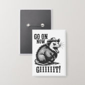 Vintage Cowboy Opossum Ga Nu Weg Westen Button (Voorkant / Achterkant)