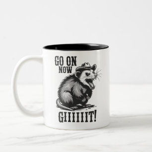 Vintage Cowboy Opossum Ga Nu Weg Westen Tweekleurige Koffiemok