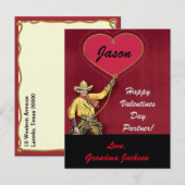 Vintage Cowboy Red Romantic Heart Feestdagenkaart (Voorkant / Achterkant)
