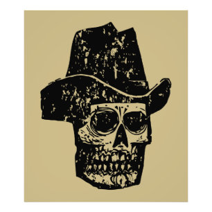 Vintage Cowboy Schedelprint met Oude Western Hoed Foto Afdruk