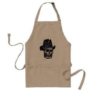 Vintage Cowboy Schedelprint met Oude Western Hoed Standaard Schort